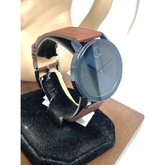 Movado Men's Watch 3601093 Bold Swiss Quartz Blue Dial 40mm Brown Leather Strap - Picture 2 of 14
